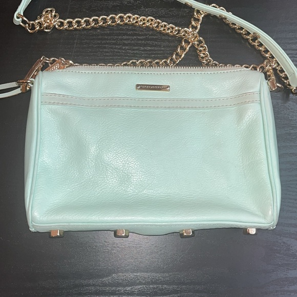 REBECCA MINKOFF Turquoise Leather Small Mac Crossbody Bag Purse - Picture 5 of 9